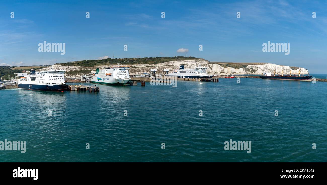 Dover, United Kingdom 11 September, 2022 ferries lined up in the