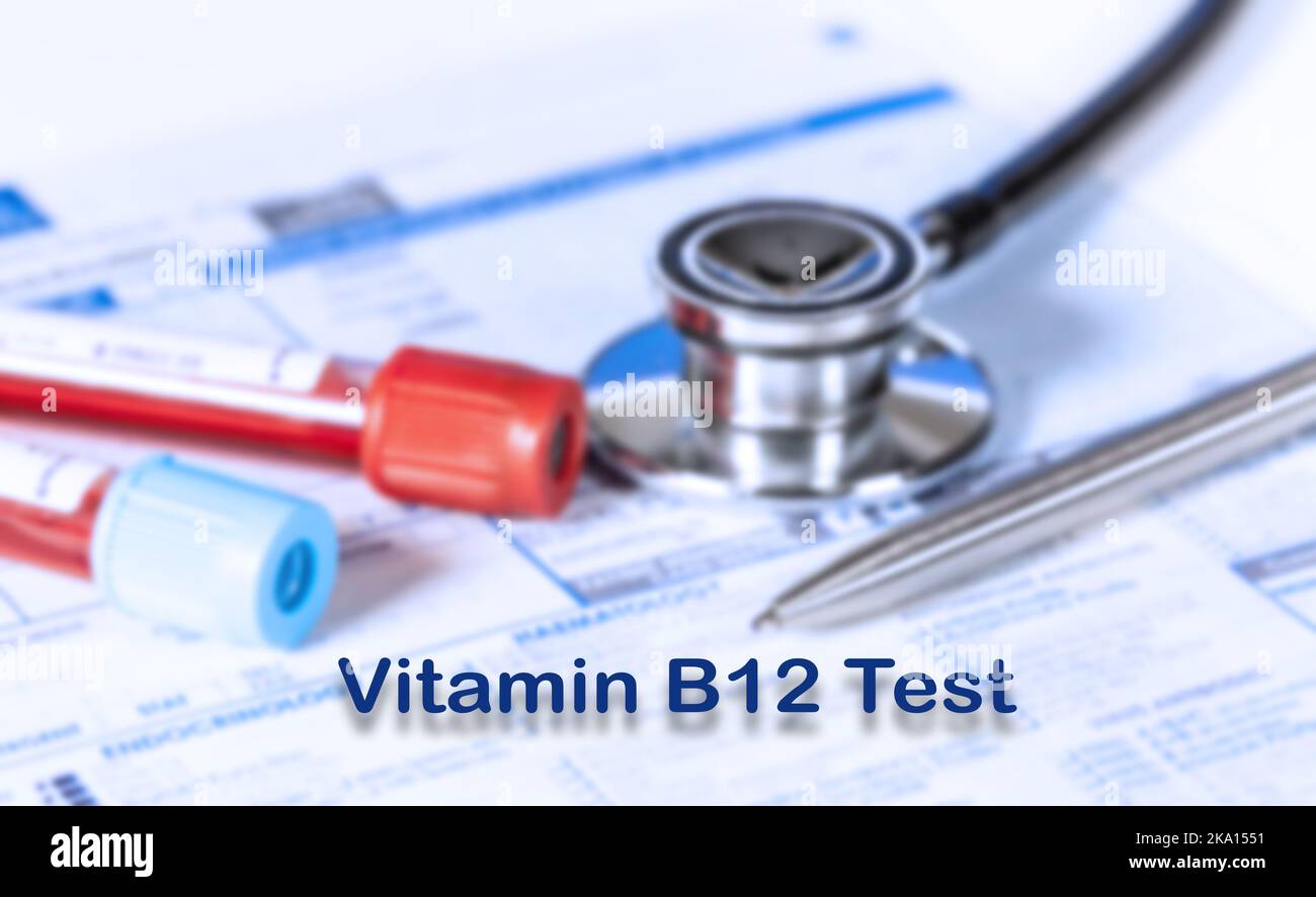 Vitamin B12 Test Testing Medical Concept. Checkup list medical tests