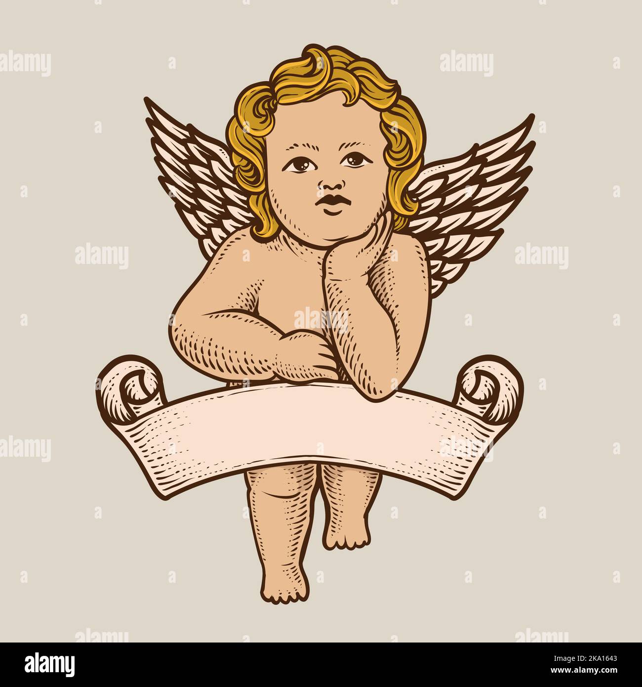 isolated cupid angel on white background Stock Vector