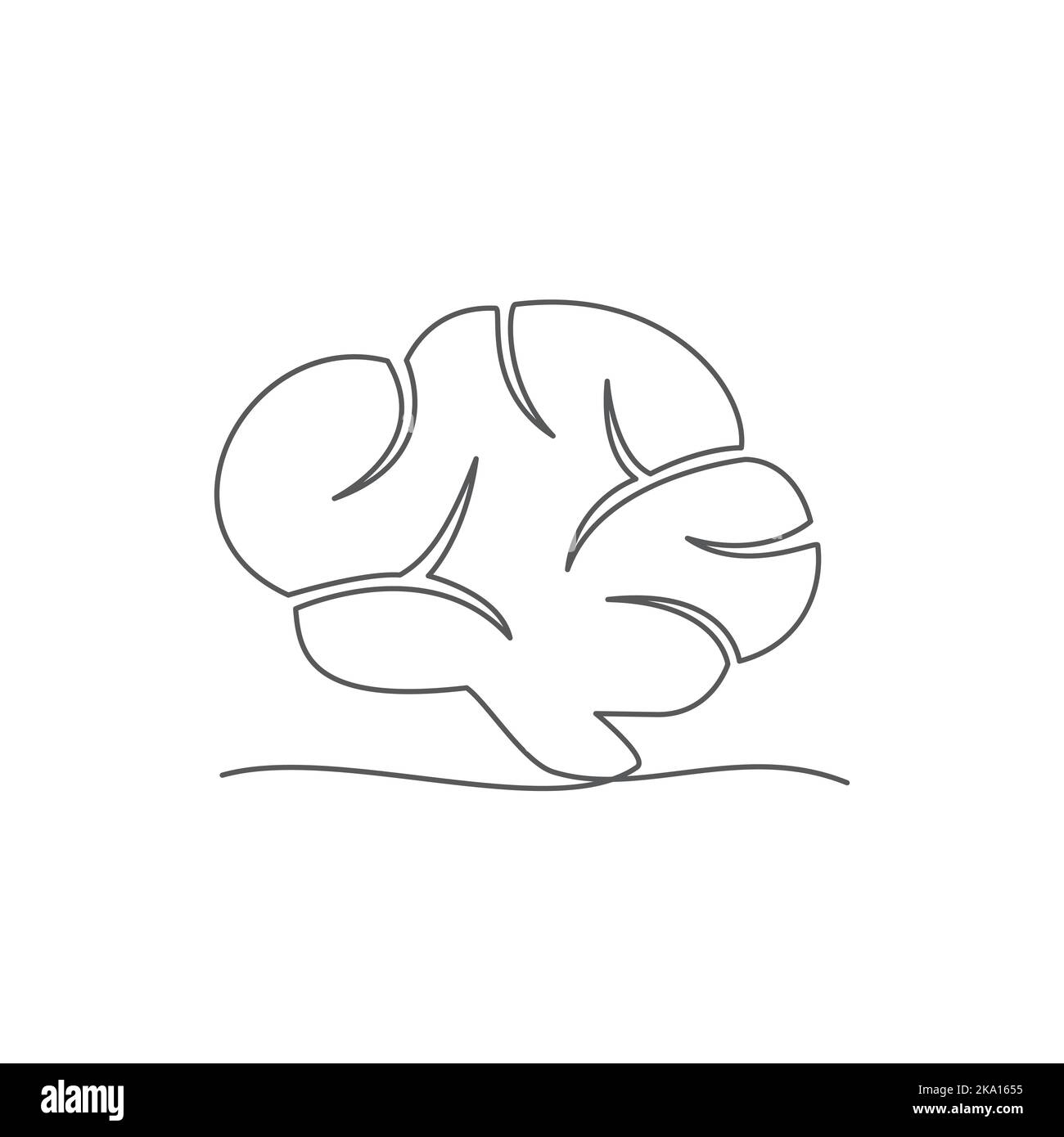 Brain One line drawing on white background Stock Vector