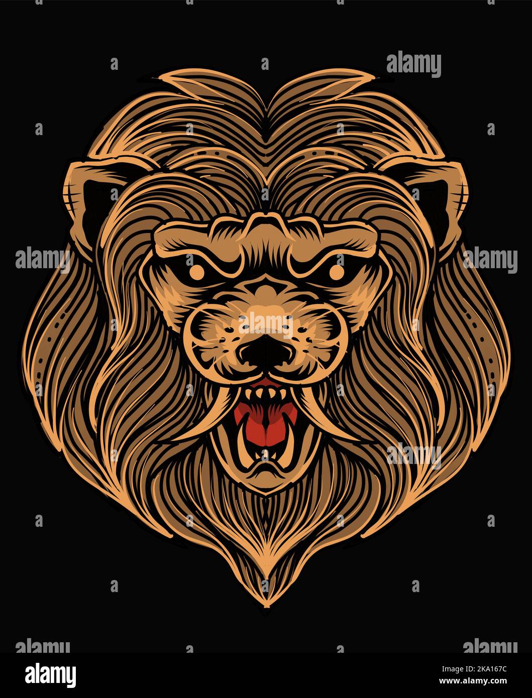 Illustration isolated lion head on black background Stock Vector Image ...