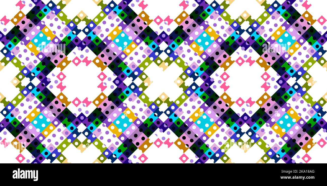 Whimsical geometric pixel pattern. Playful fun kaleidoscopic pink ...