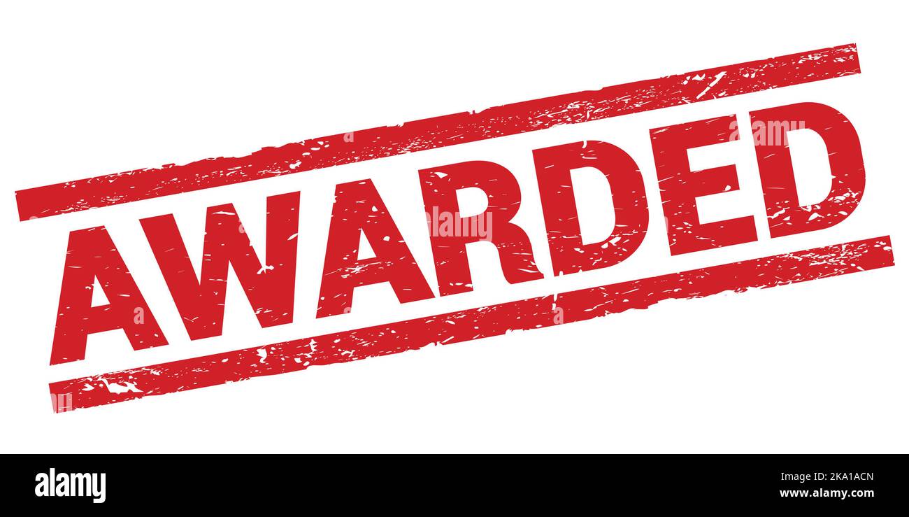AWARDED text written on red rectangle stamp sign Stock Photo - Alamy