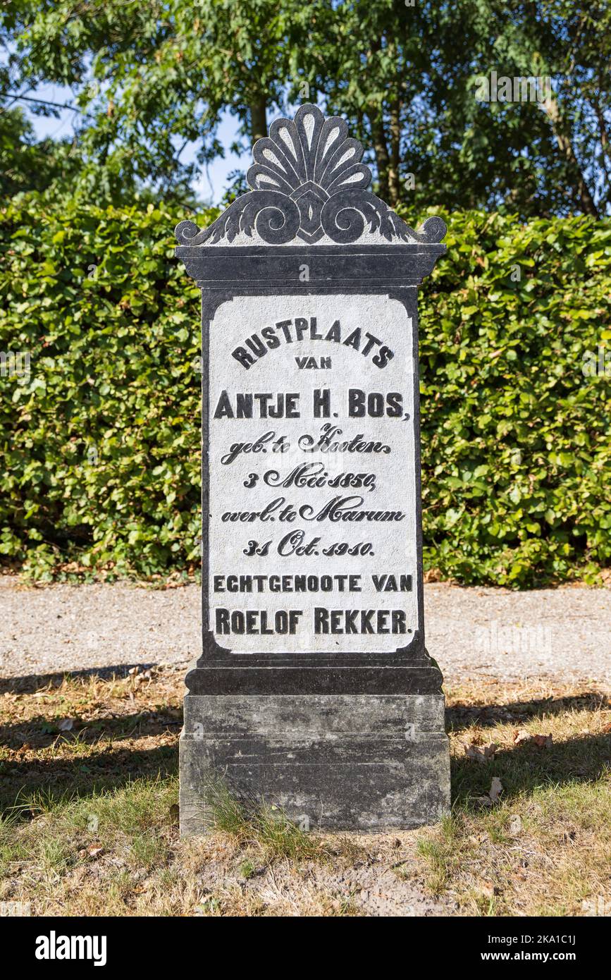 Marum, The Netherlands - September 2, 2022: Old graves with shell ...