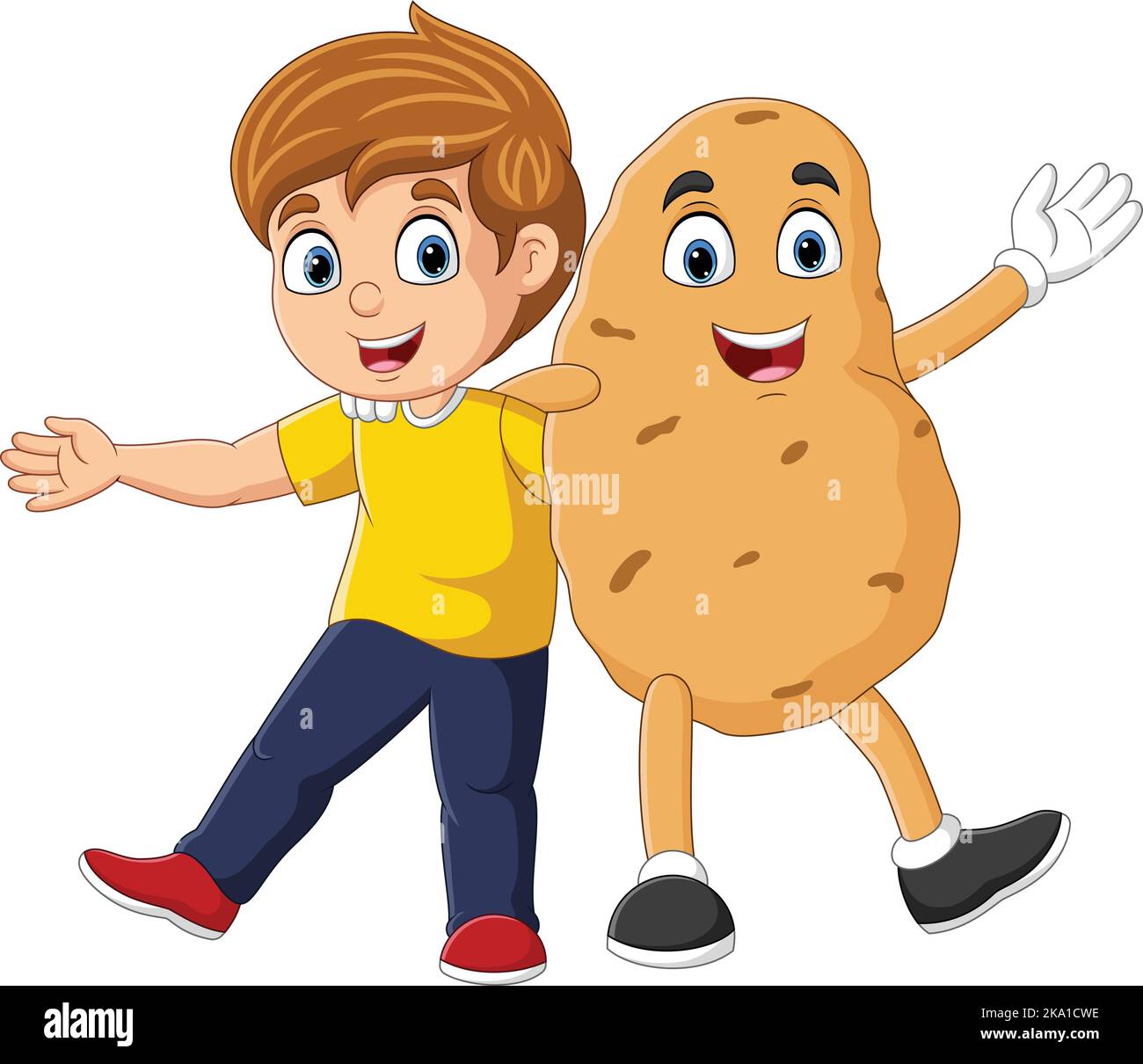 Cartoon little boy with potato mascot character Stock Vector Image