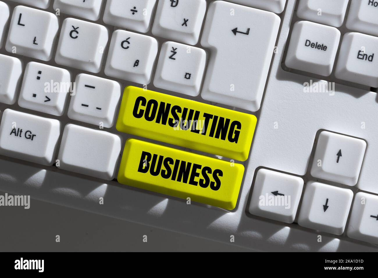 Text sign showing Consulting Business. Word Written on Specialized in