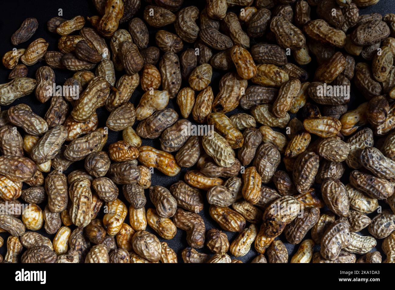 Peanut in a shell texture take from the top. food background of peanuts