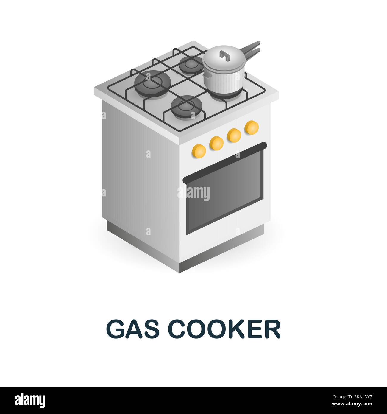 Gas Cooker icon. 3d illustration from kitchen supplies collection. Creative Gas Cooker 3d icon for web design, templates, infographics and more Stock Vector