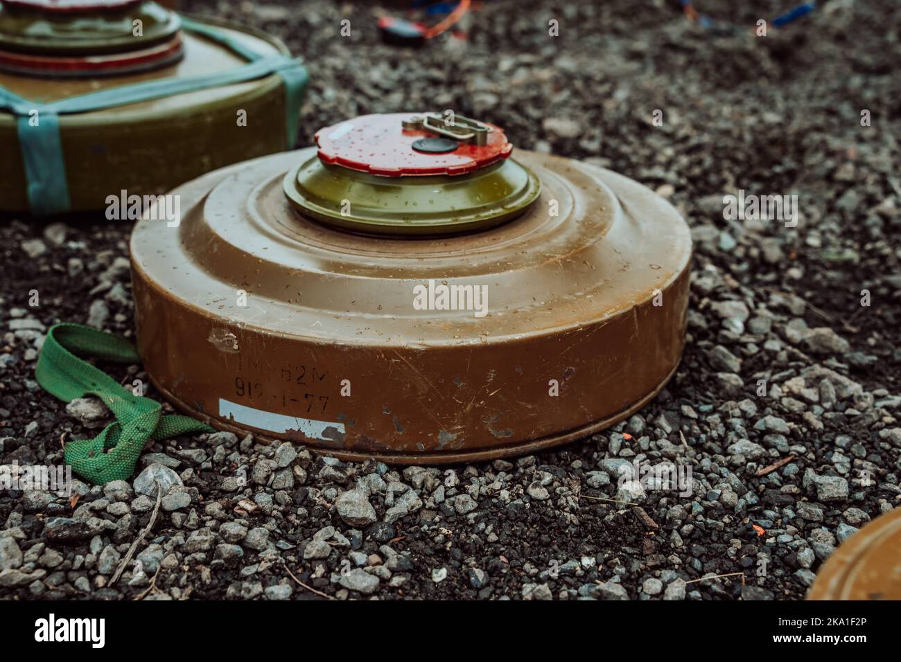 Kazan, Russia.2022, September 29. Anti-tank mines. The various types of mines used in warfare. TM-62P anti-tank mine Stock Photo