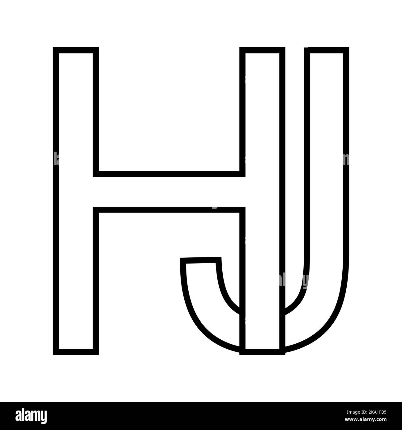 letter HJ Logo Design Linked Vector Template With Black. Initial HJ Vector Illustration Stock ...