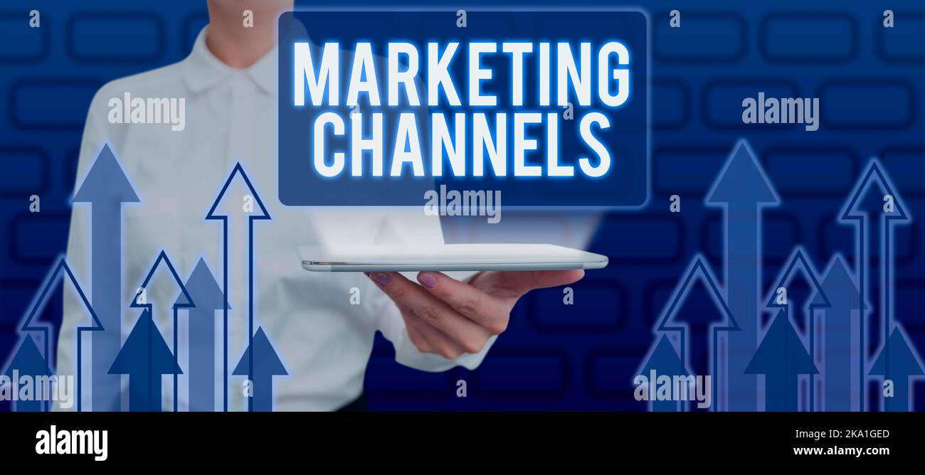 Text caption presenting Marketing Channels. Business approach the