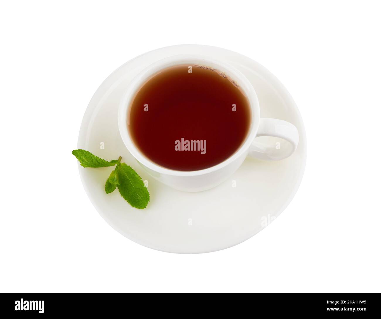 Black tea with mint isolated on white background Stock Photo Alamy