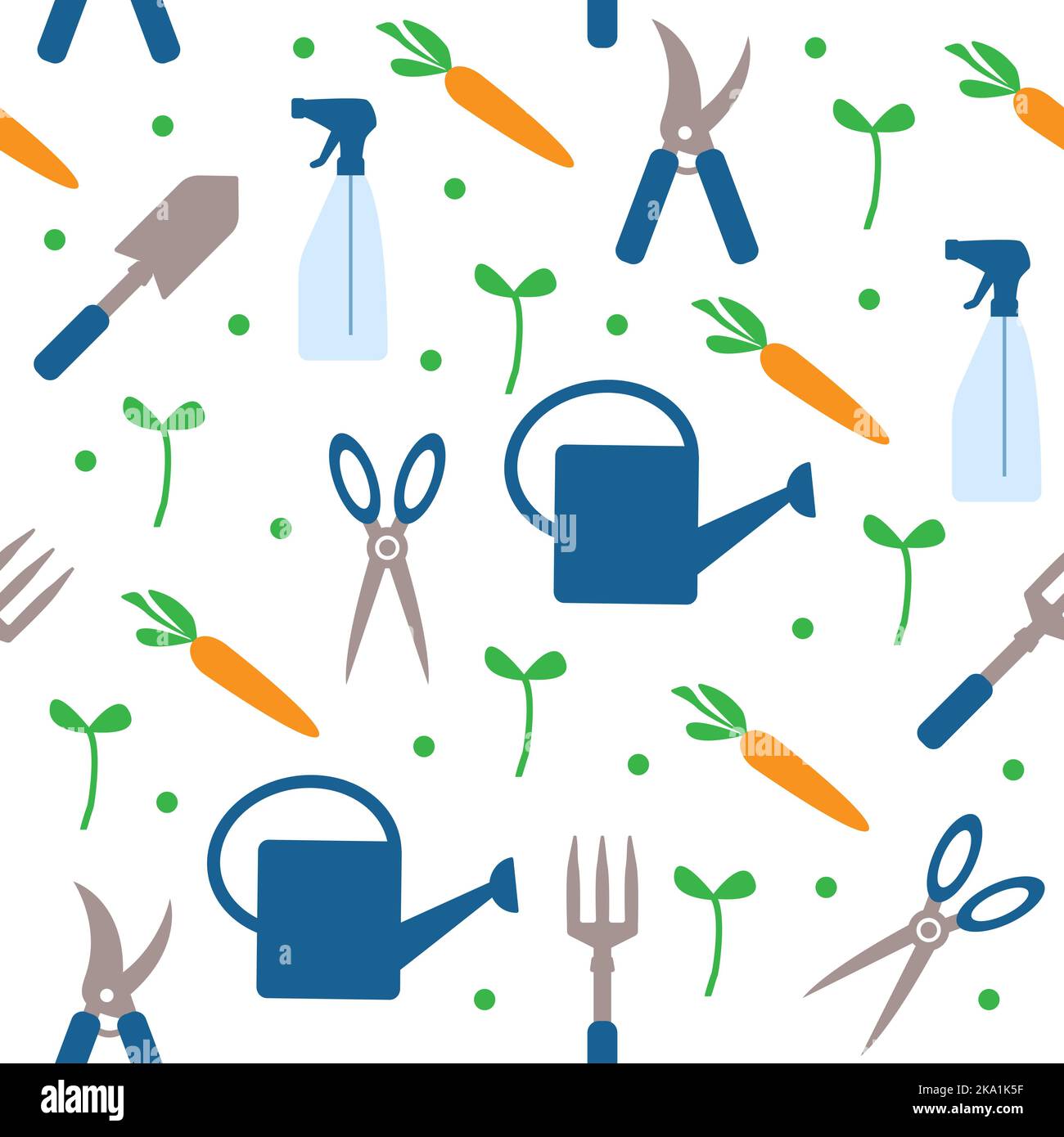 seamless pattern with gardening tools Stock Vector