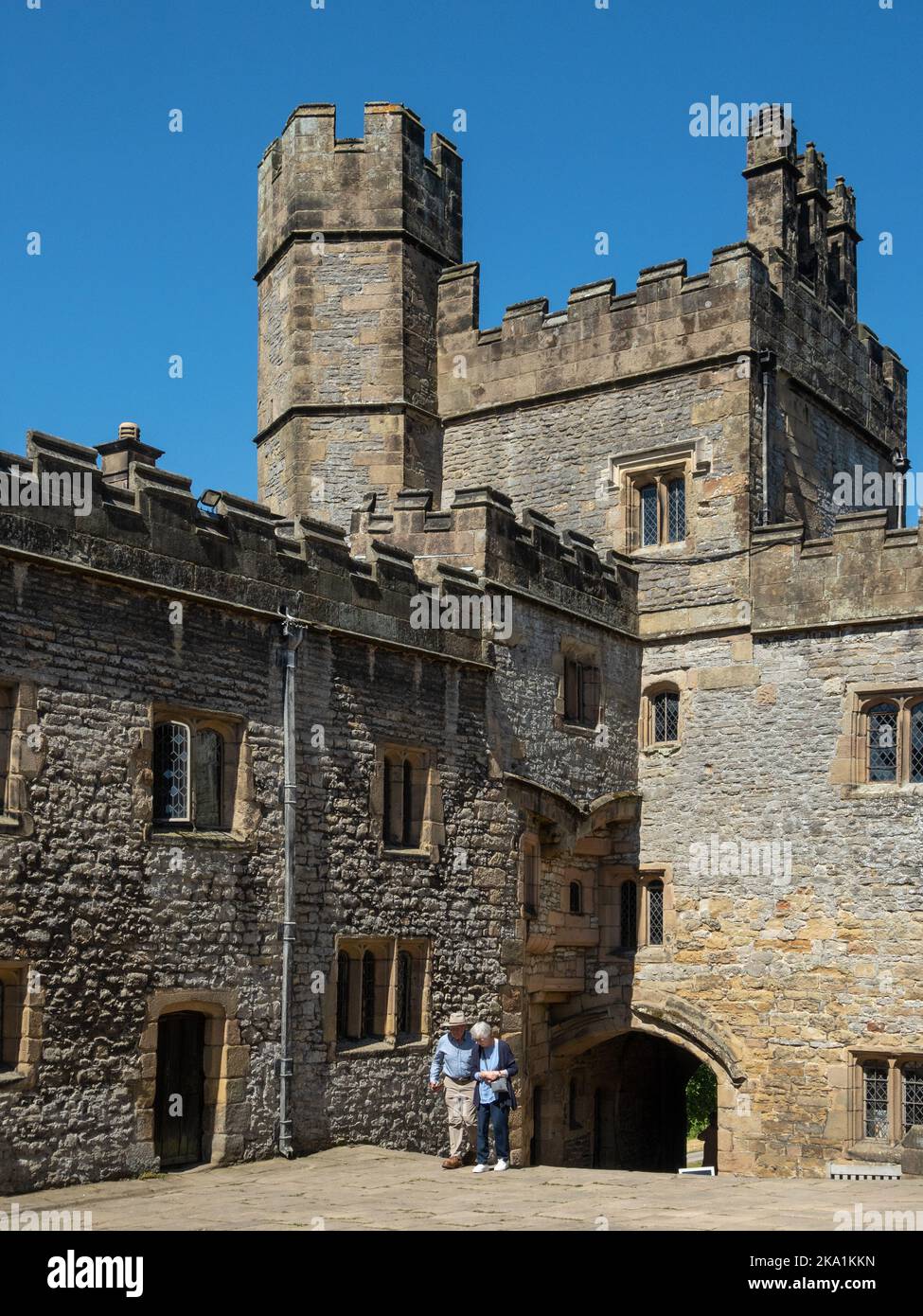 Haddon Hall, a medieval manor house dating from 11th century, Bakewell, Derbyshire, UK Stock Photo