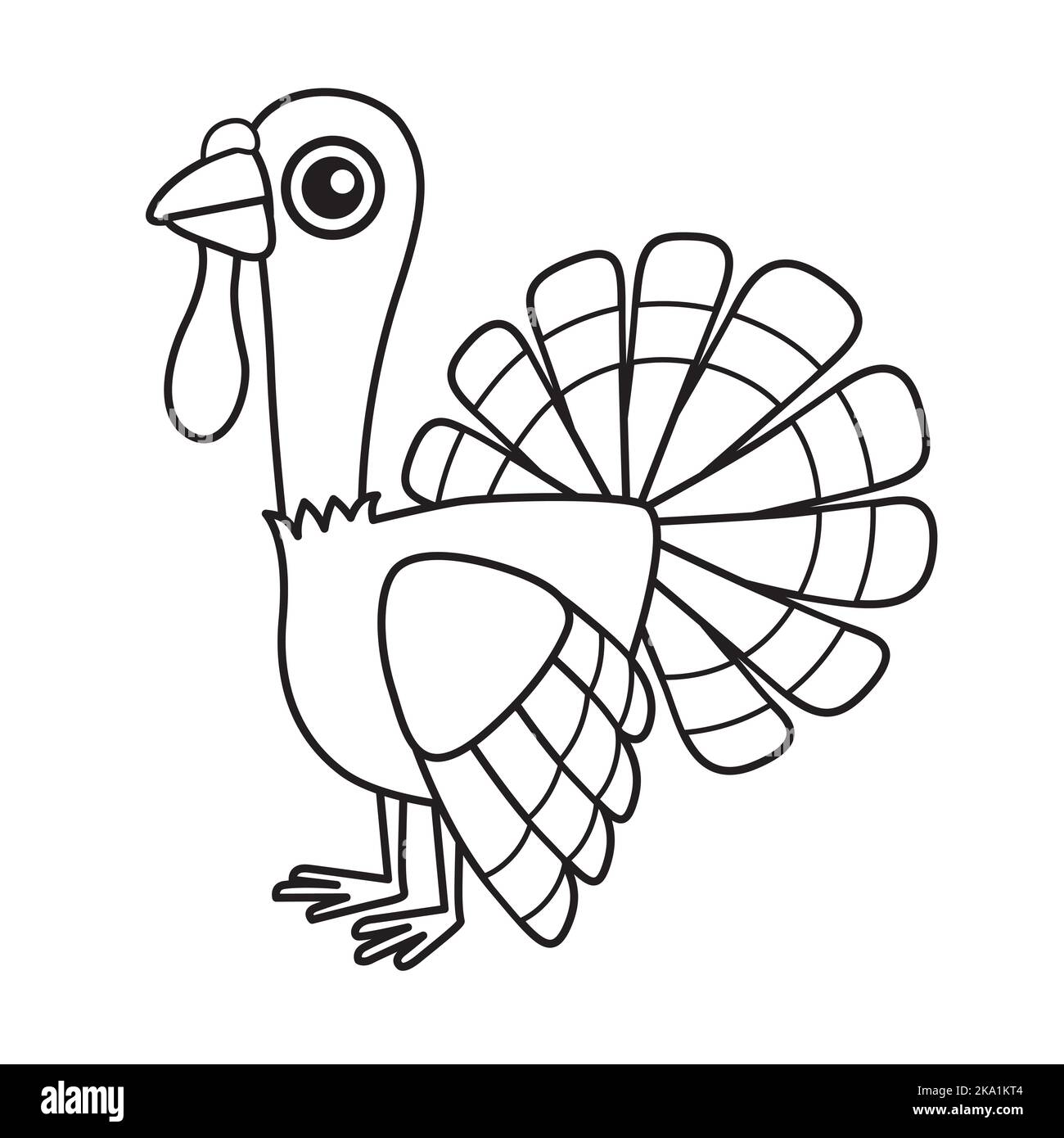 Vector coloring book illustration. Cute turkey in cartoon style Stock ...