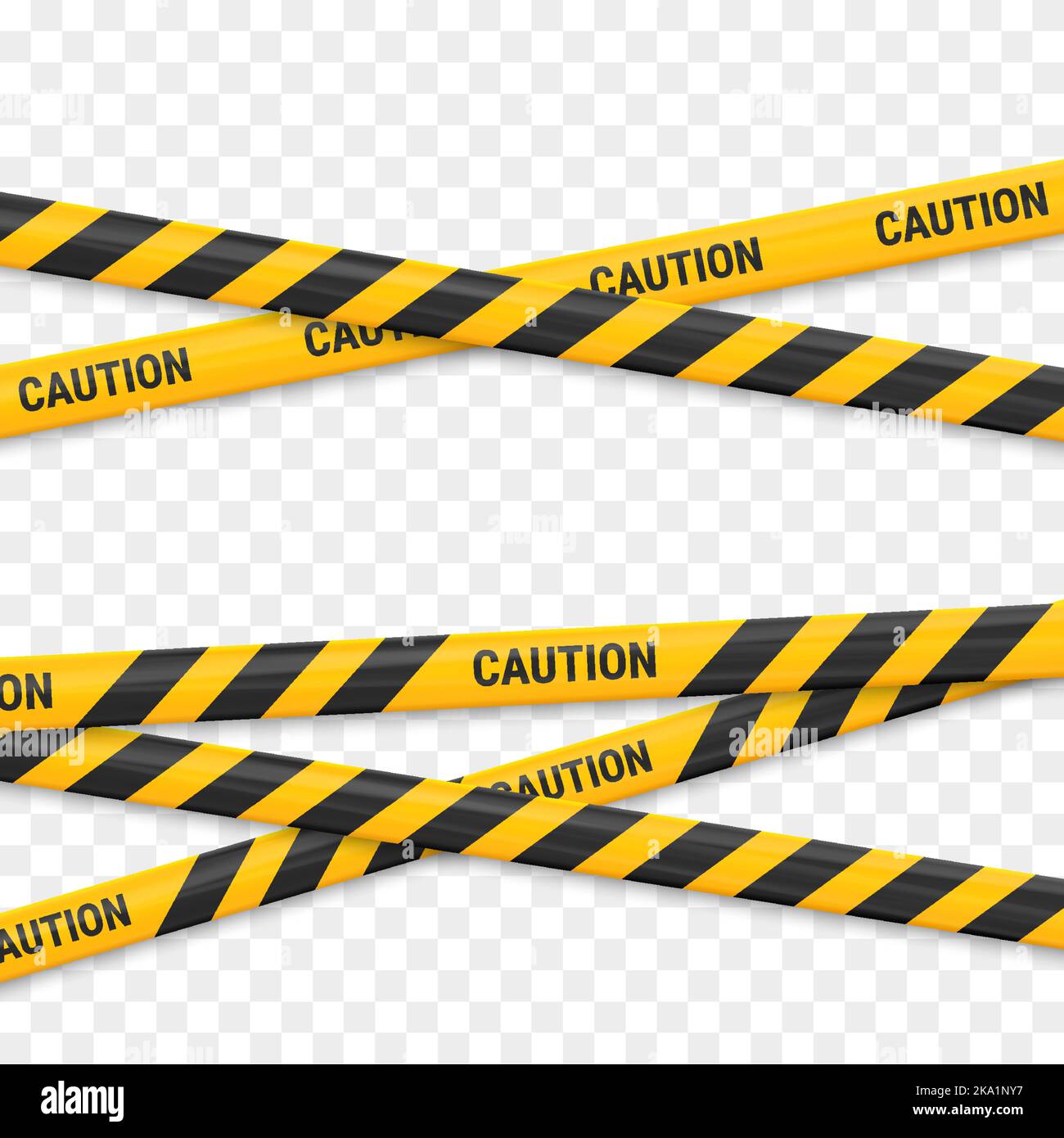 Caution tape. Caution yellow warning lines isolated on white. Vector