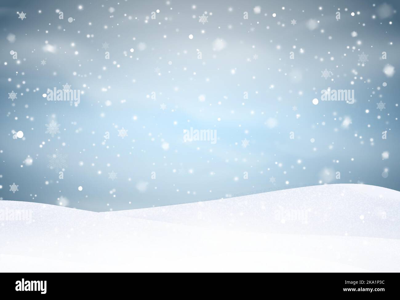 Snow background with many snowflakes. Winter backdrop. Vector illustration Stock Vector