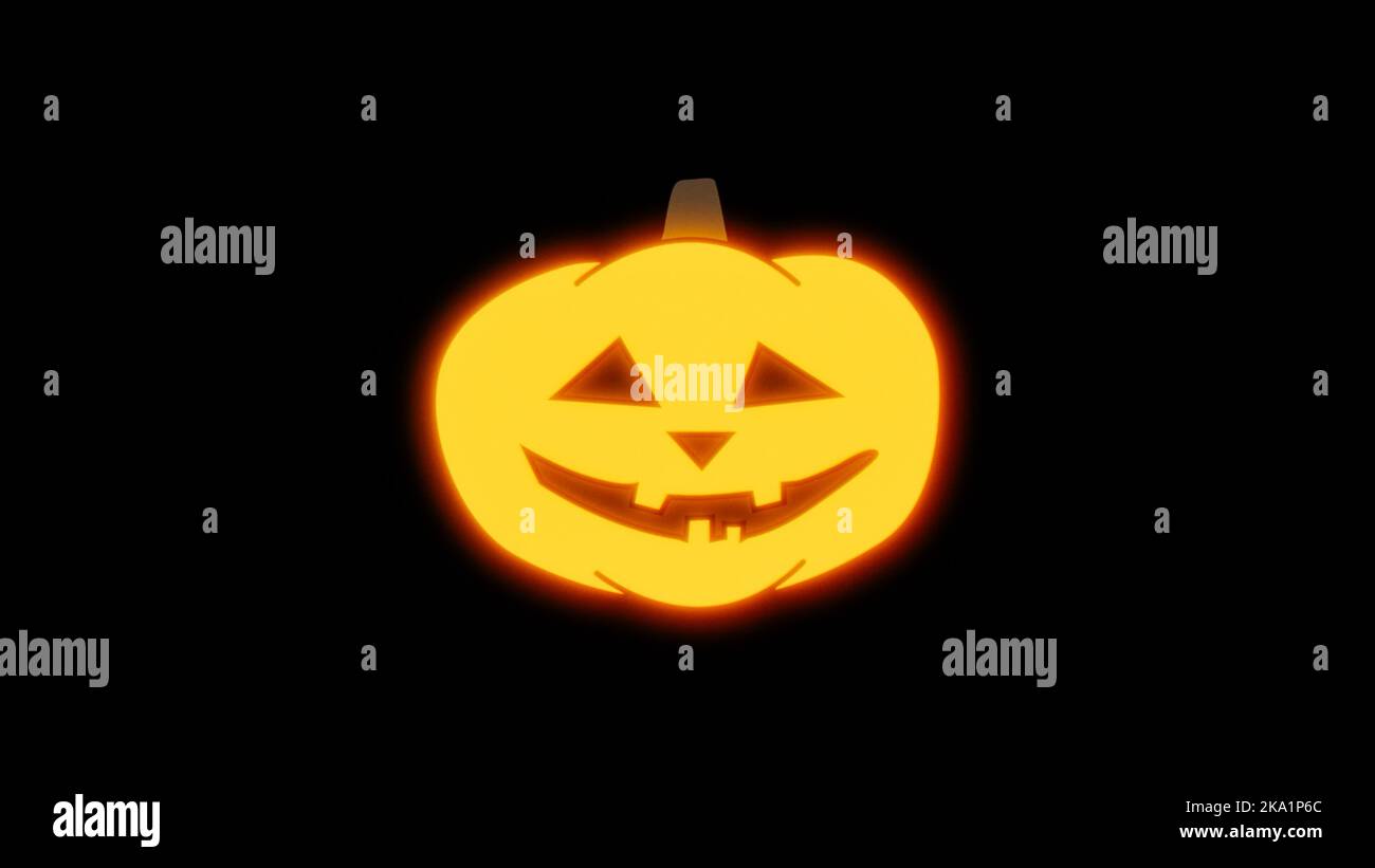 Glowing Jack o'lantern Halloween Scary face on a black background Stock ...