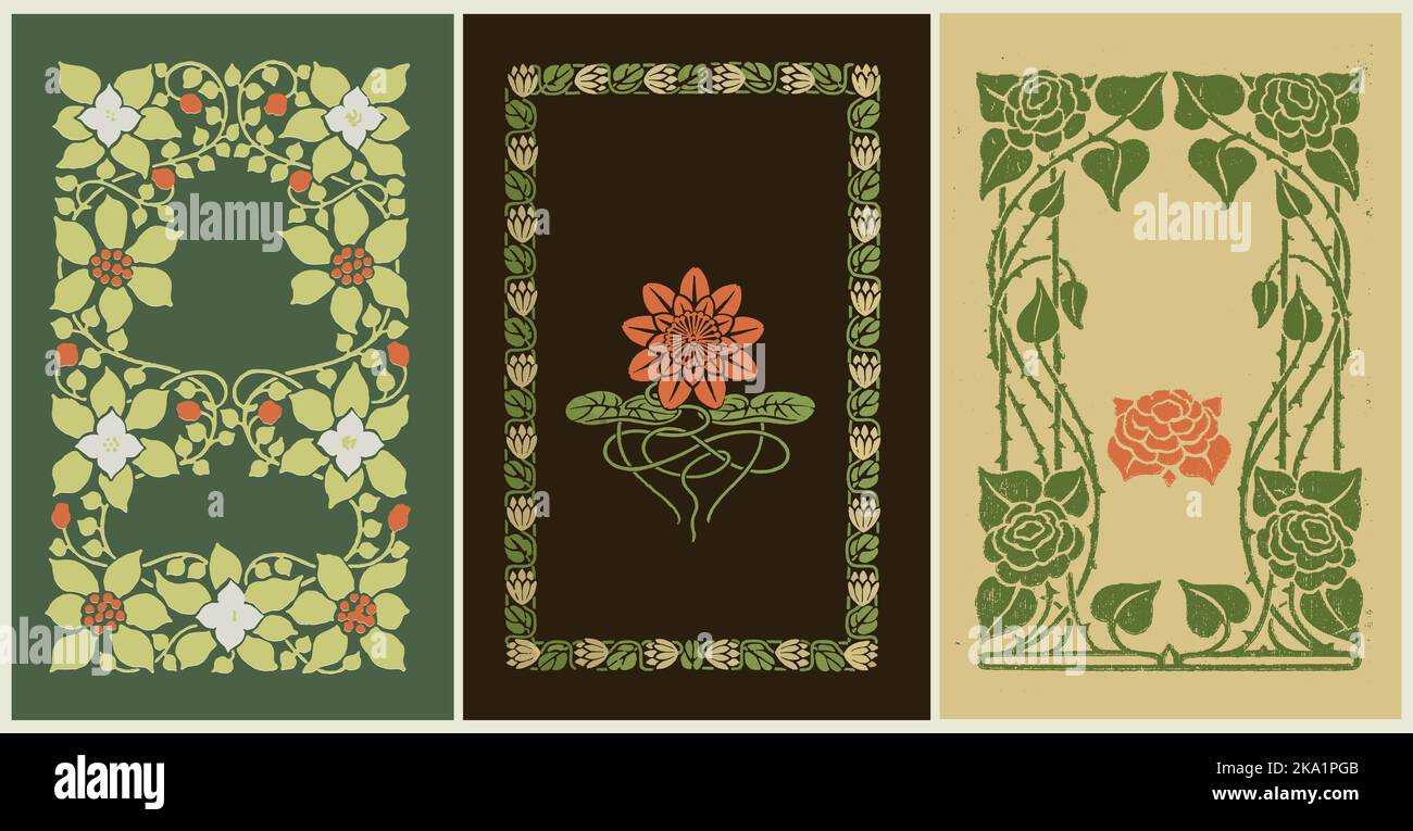 Vintage floral frames. Design elements for use on menus, brochures, book covers, packaging labels and invitations Stock Vector
