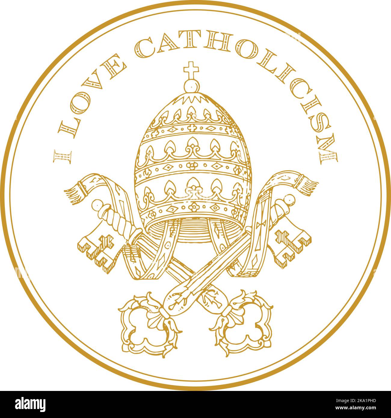 Keys of St. Peter. Coat of arms of the Catholic Church. Vatican symbol Stock Vector