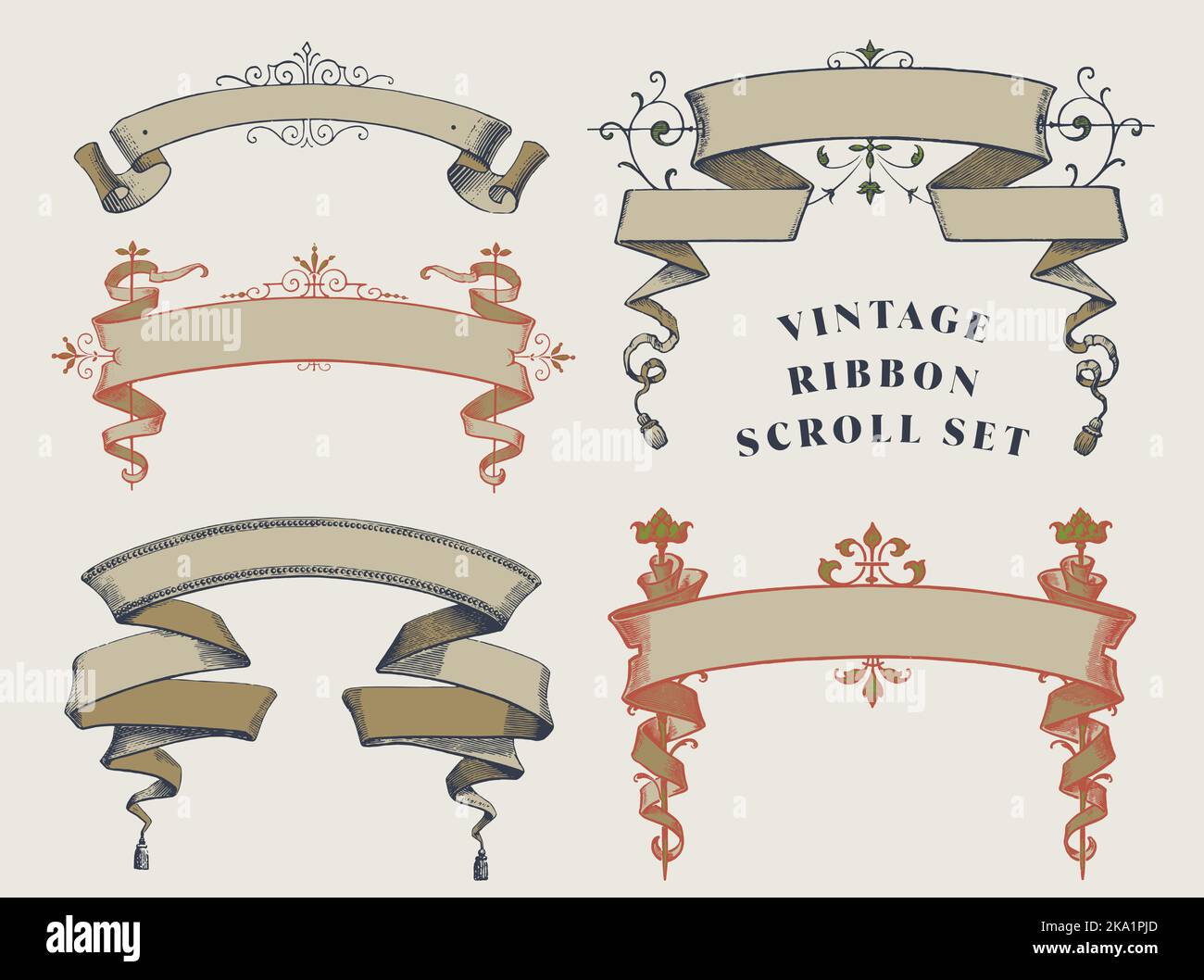 Vintage ribbon banners set. Isolated. Vector illustration. For use as ...