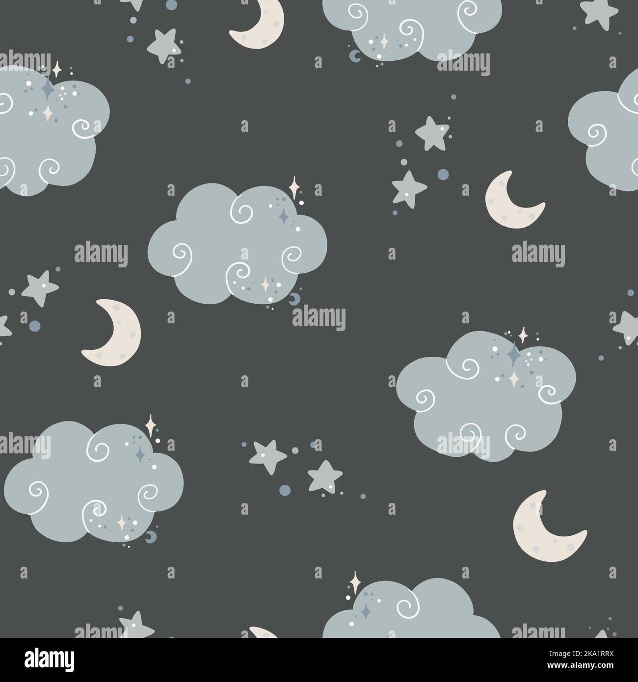 Cute seamless childish simple pattern for kids with cute clouds and ...