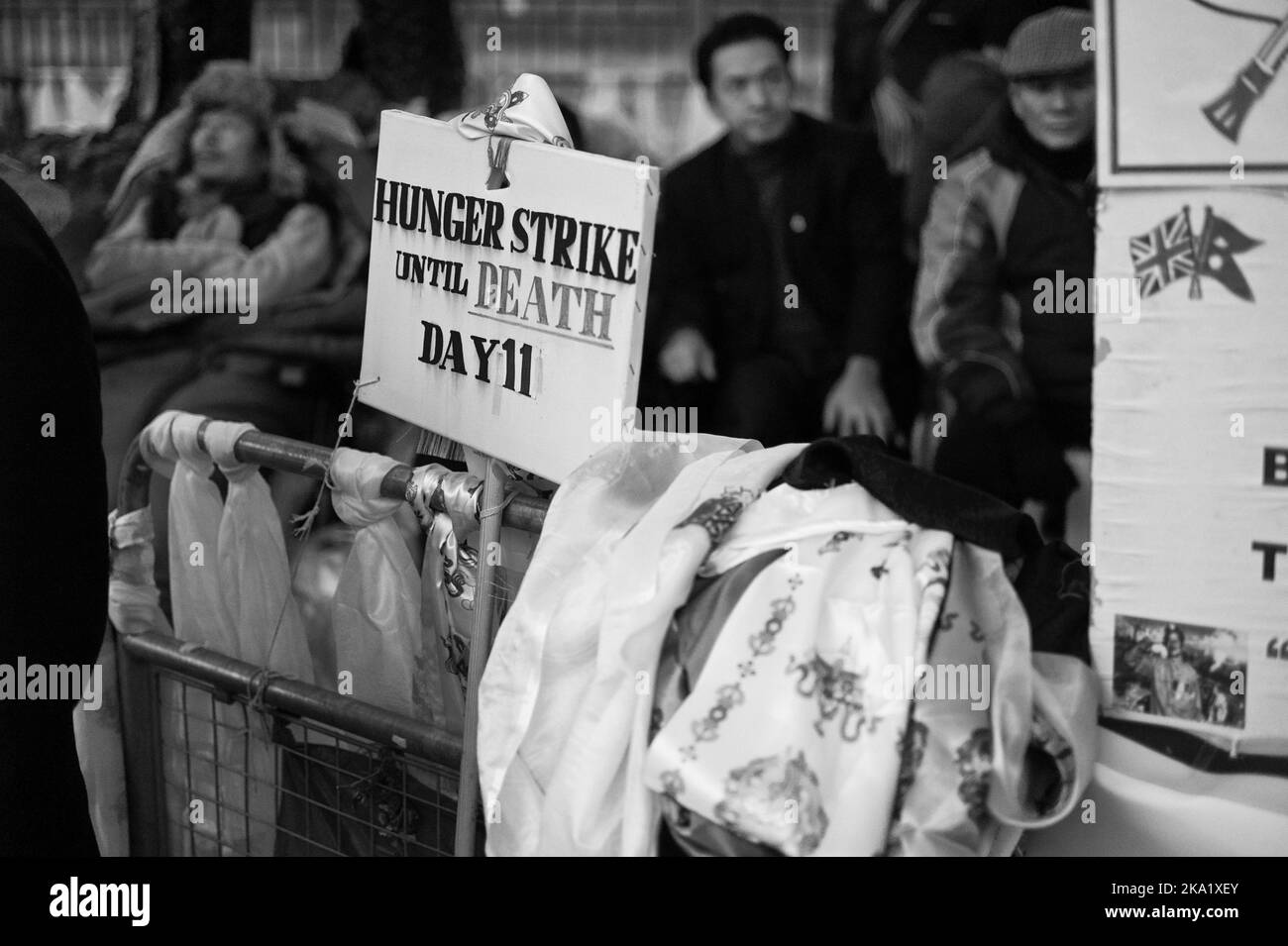 Gyanraj Rai went on hunger strike-unto-death on November 7th 2013 in protest at the treatment of Gurkhas by the British Government, Whitehall London. Stock Photo