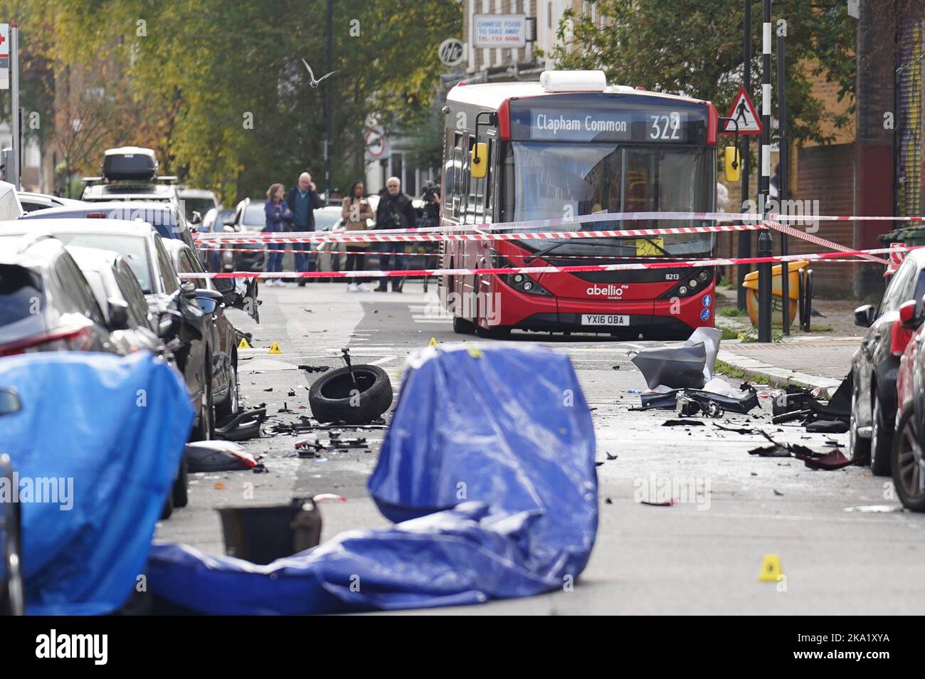 The scene on Railton Road in Lambeth, south London, where two men have