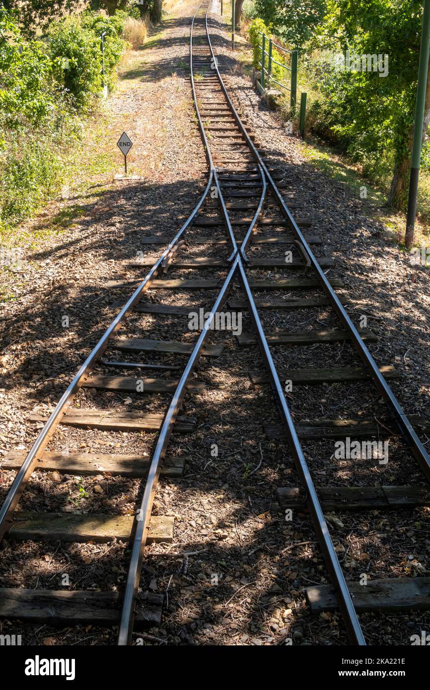 Tram lines of the Seaton tramway, an East Devon tourist attraction which runs between Seaton and Colyton.Tramlines. Stock Photo