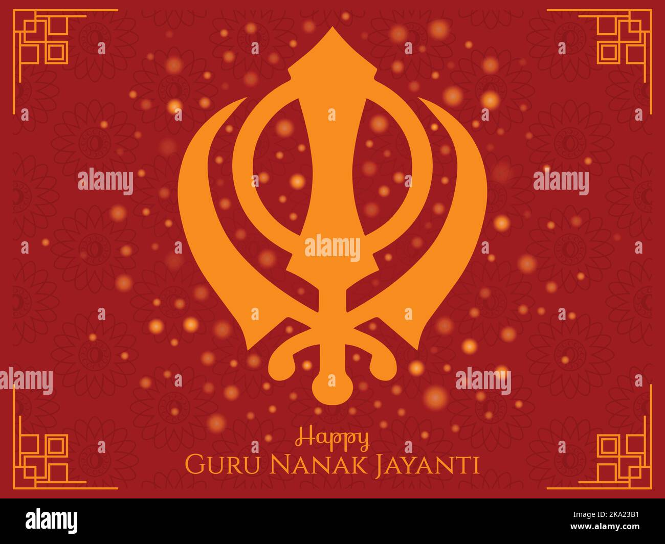 Happy Guru Nanak Jayanti Gurpurab Poster Vector Illustration. Golden