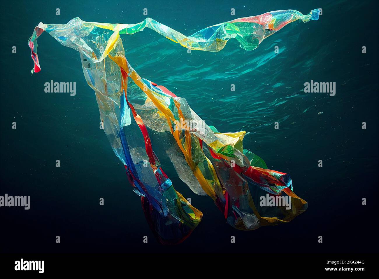 The plastic bags floating in the ocean Stock Photo Alamy