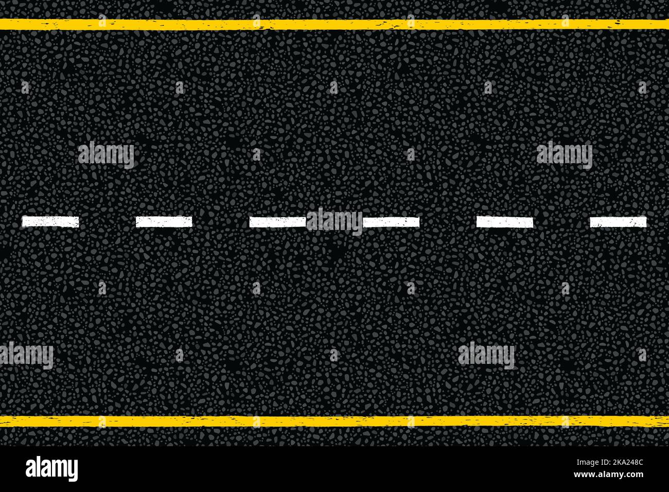 Yellow and white dotted highway traffic marks lines on tarmac road top