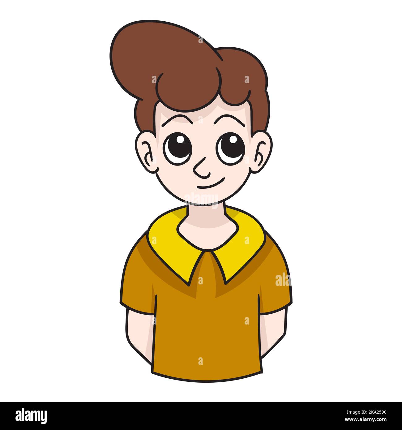 curly hair man avatar illustration smiling handsome and friendly. vector design illustration art Stock Vector