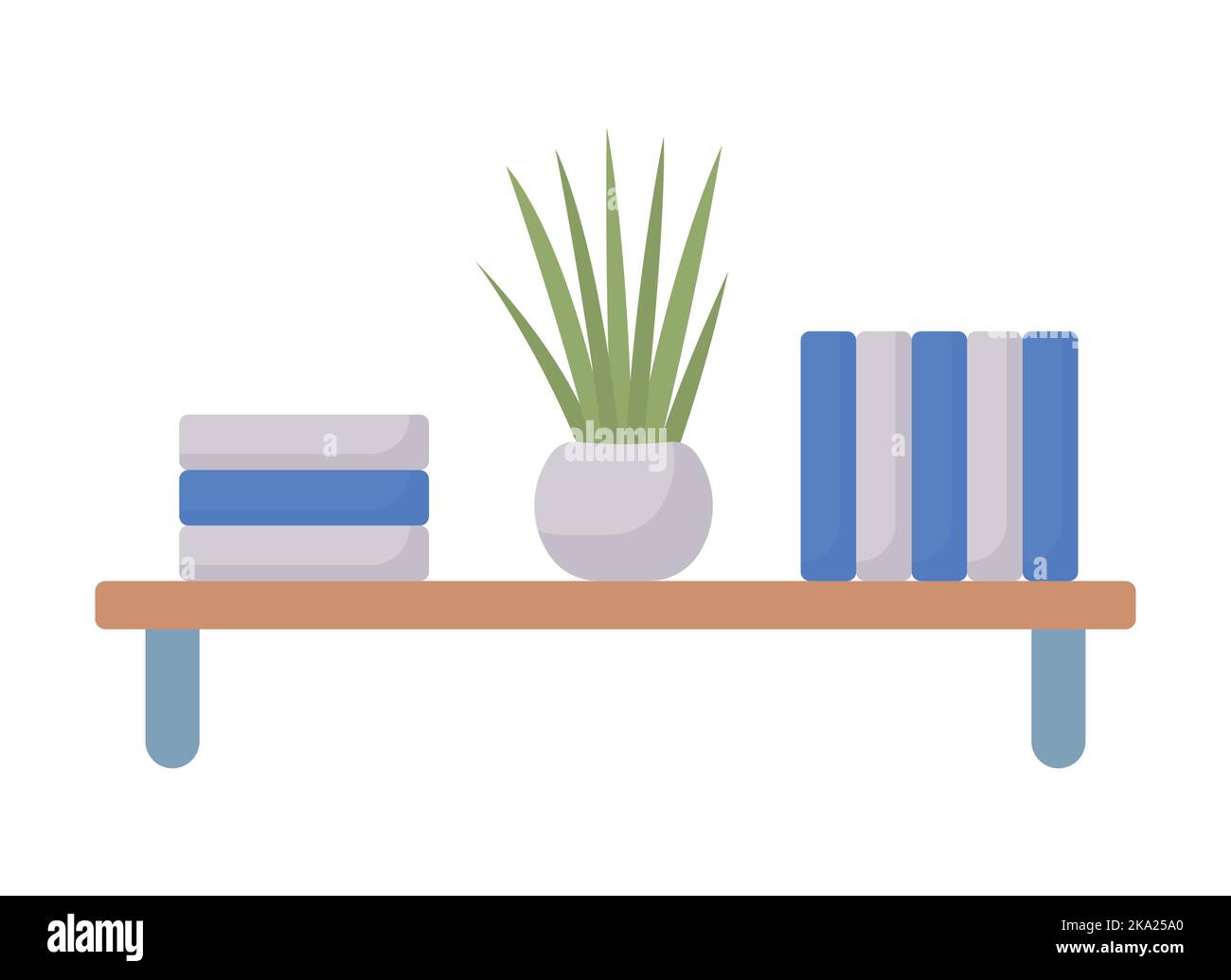 Suspended bookshelf semi flat color vector object Stock Vector