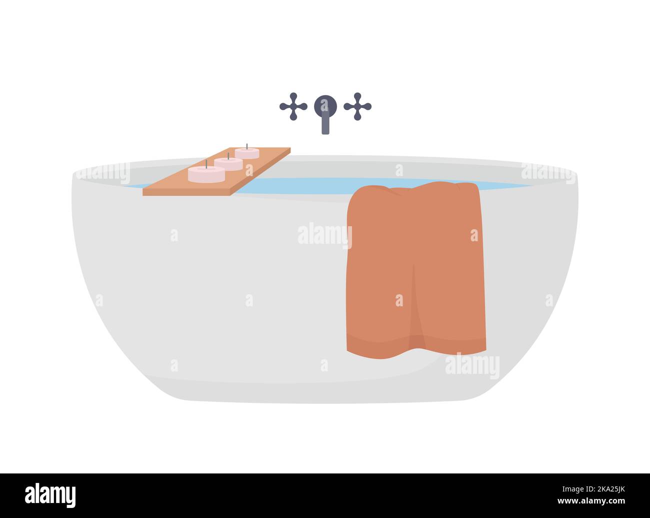 Bathtub semi flat color vector object Stock Vector