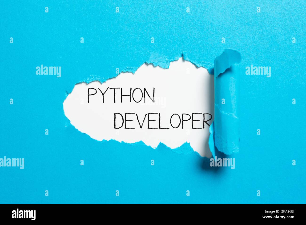 Text sign showing Python Developer. Concept meaning employees are rewarded for introducing suitable recruits Stock Photo