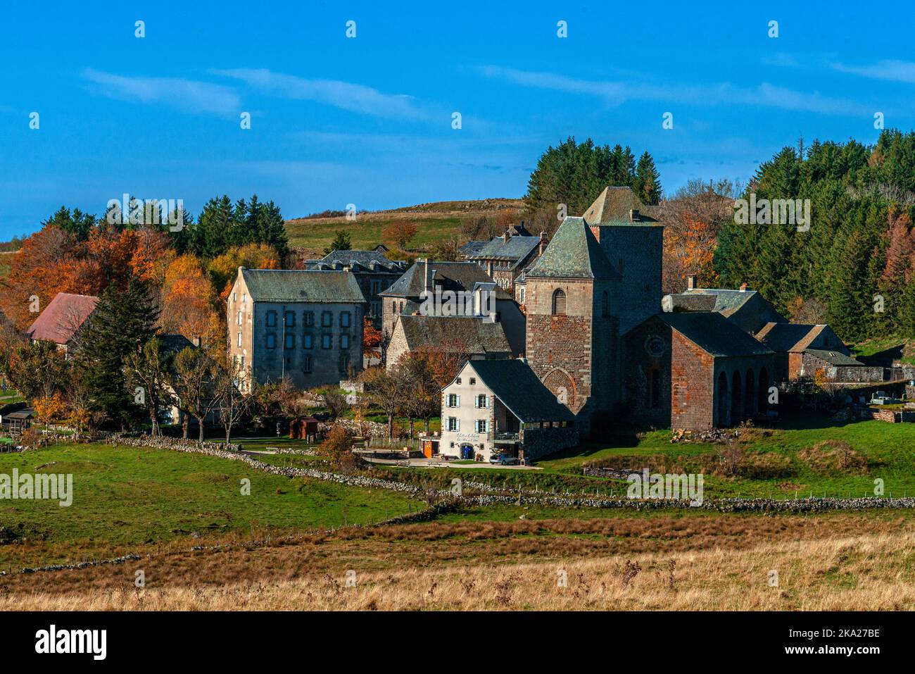 The small village of Aubrac, in the Aubrac region of Occitanie, France Stock Photo
