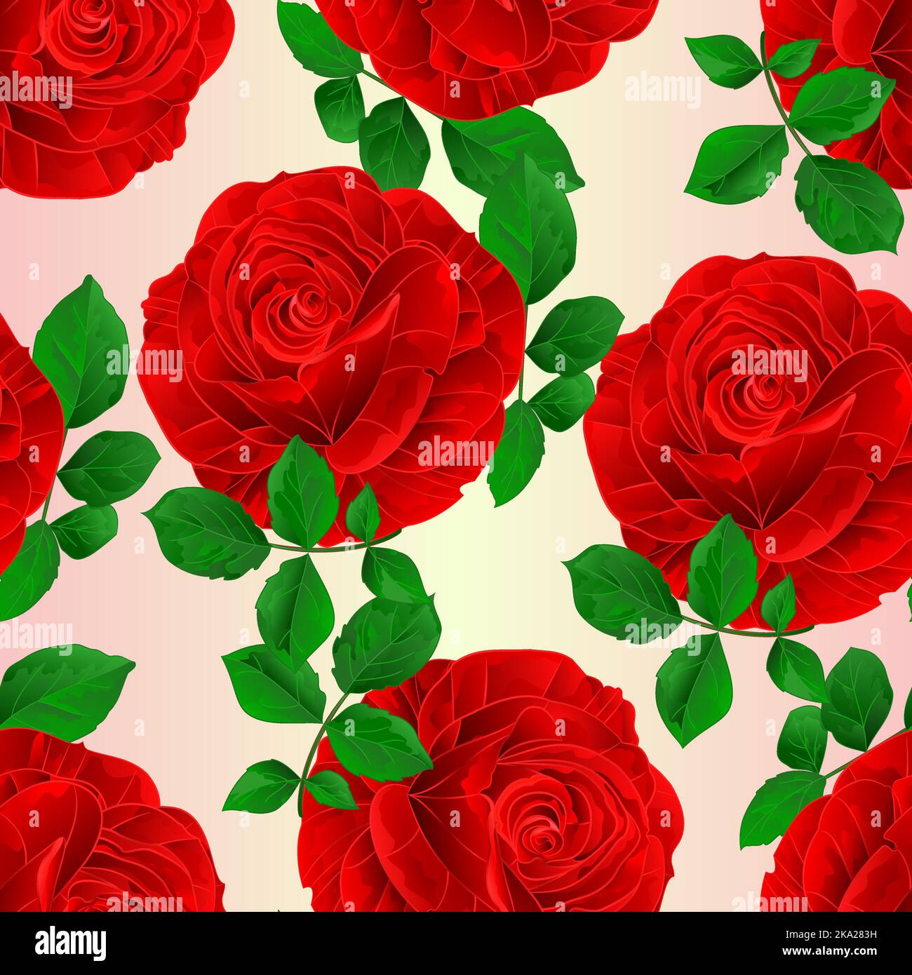 Seamless texture red rose and leaves natural background vintage vector ...