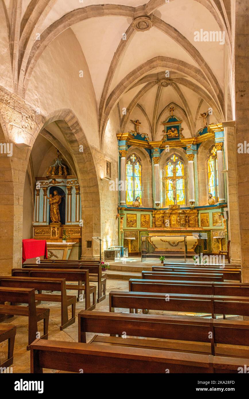 The church of Saint Fleuret at Espalion, in the Aubrac region, Occitanie, France Stock Photo