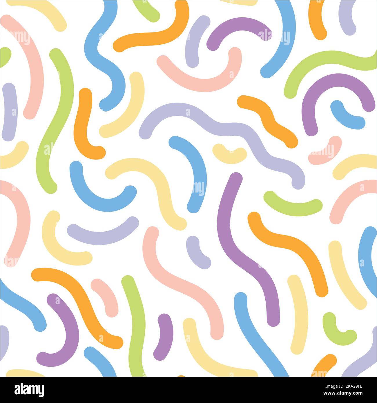 Fun colorful line doodle seamless pattern. Creative minimalist style ...