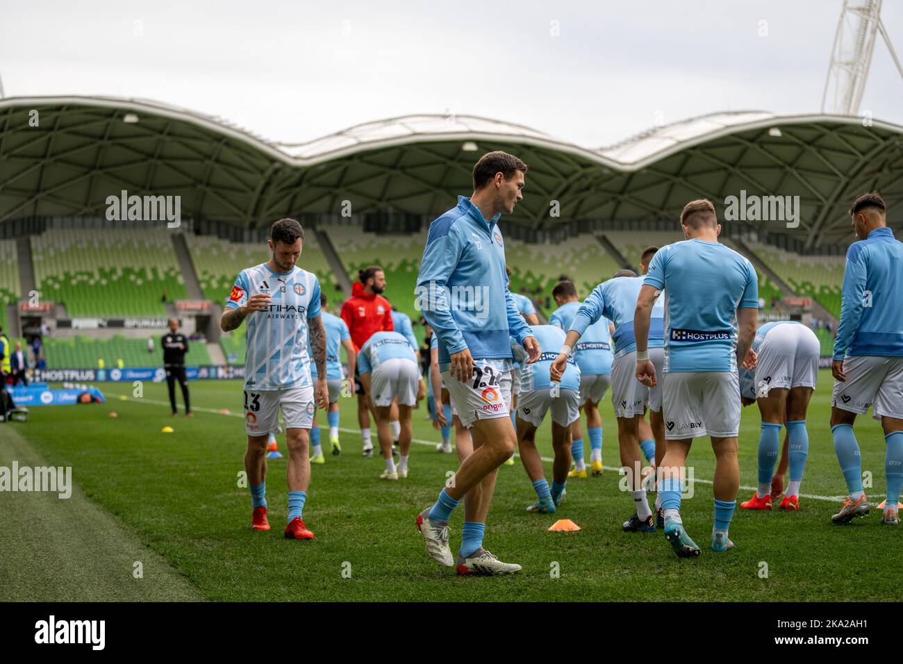Melbourne, Australia. 30,October, 2022. Curtis Good warms up before the start of the Round 4 Melbourne City vs. Wellington Phoenix game at AAMI Park Credit: James Forrester/Alamy Live News. Stock Photo