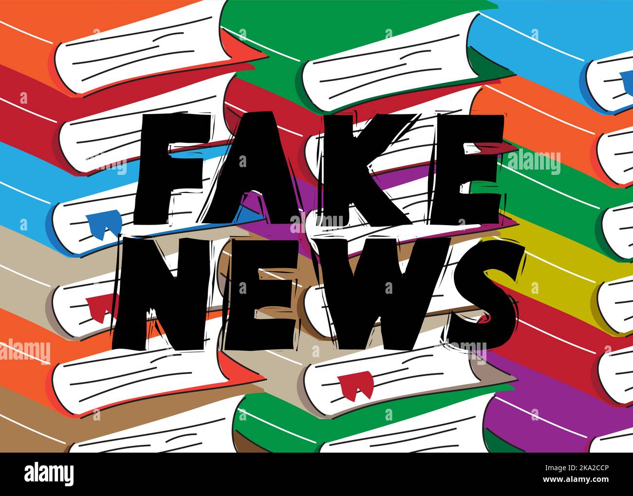 Fake News word on a book, cartoon vector illustration. Stock Vector