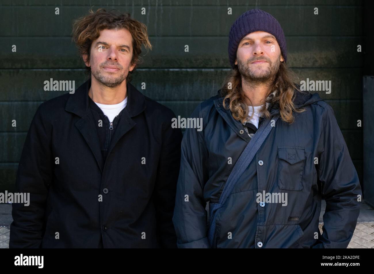 Munich, Germany. 31st Oct, 2022. Peter Brugger (r), singer and guitarist, and Rüdiger 'Rüde' Linhof, bassist, of the band Sportfreunde Stiller recorded during an interview. The band will release its eighth album, 'Jeder nur ein X,' on Nov. 11, 2022. Credit: Sven Hoppe/dpa/Alamy Live News Stock Photo
