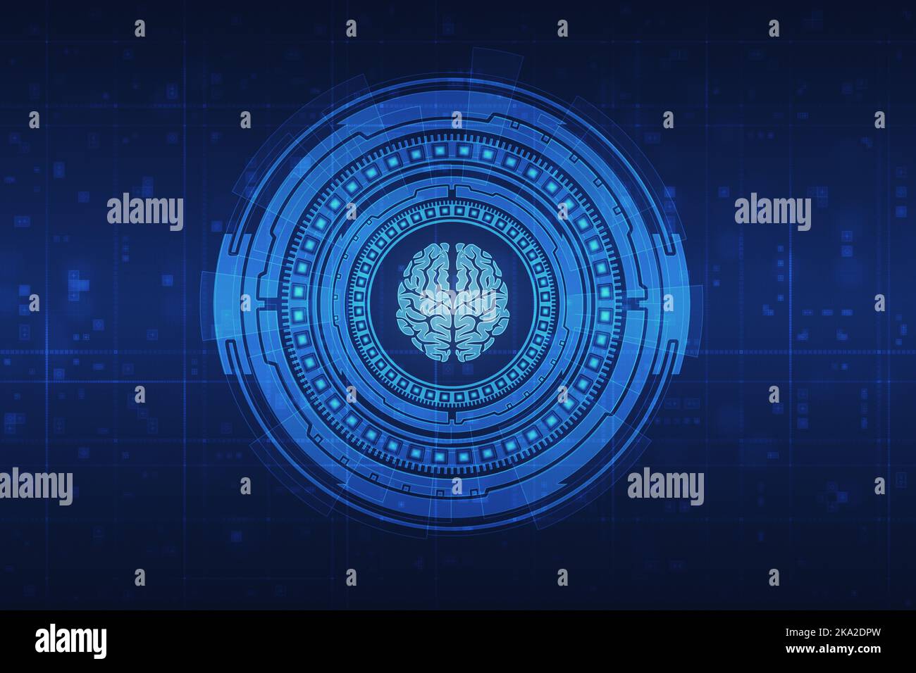 Medical hud screen with brain. Online medicine and health concept Stock Photo
