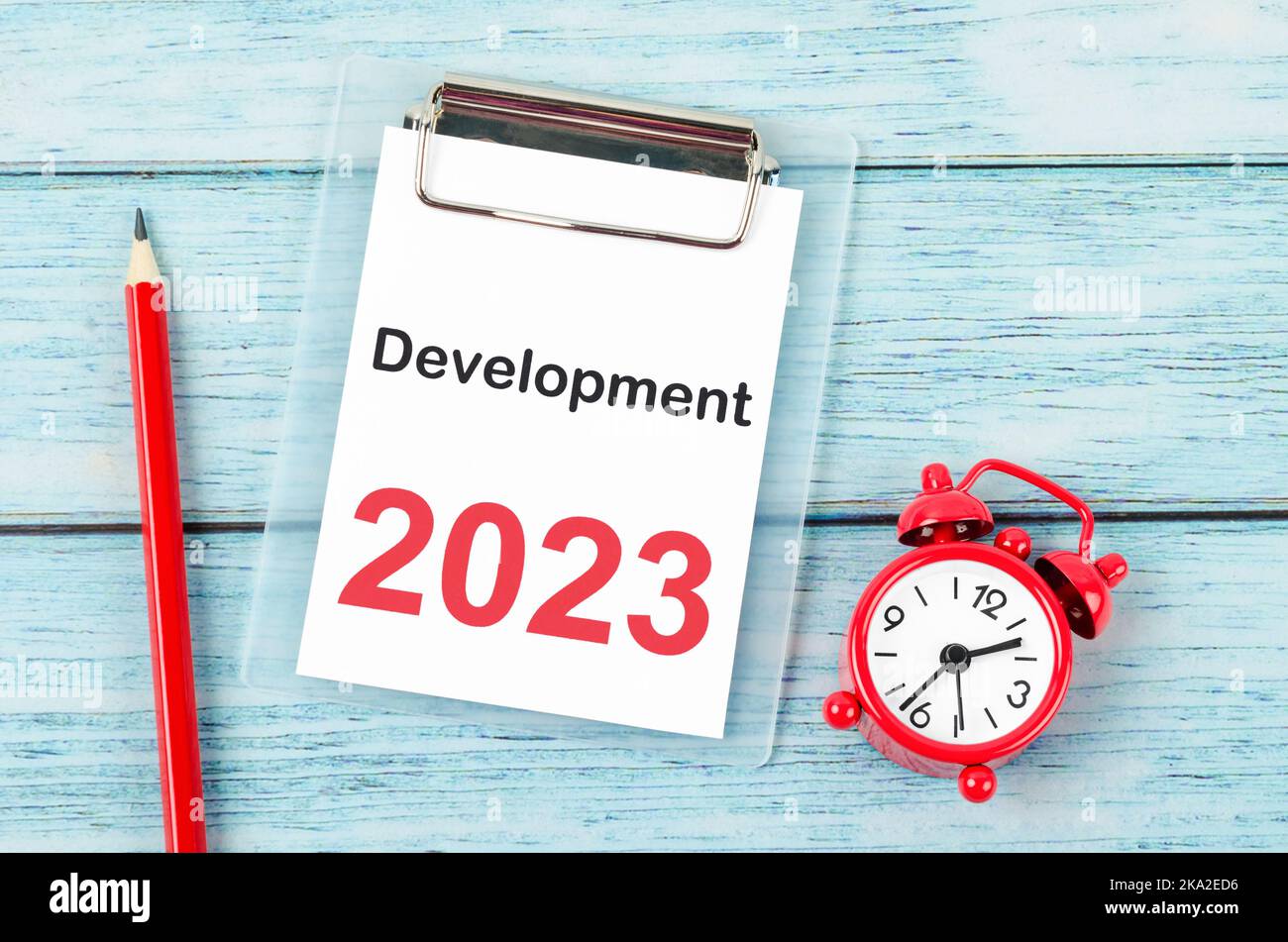 2023 Development for 2023 year with alarm clock. Change and