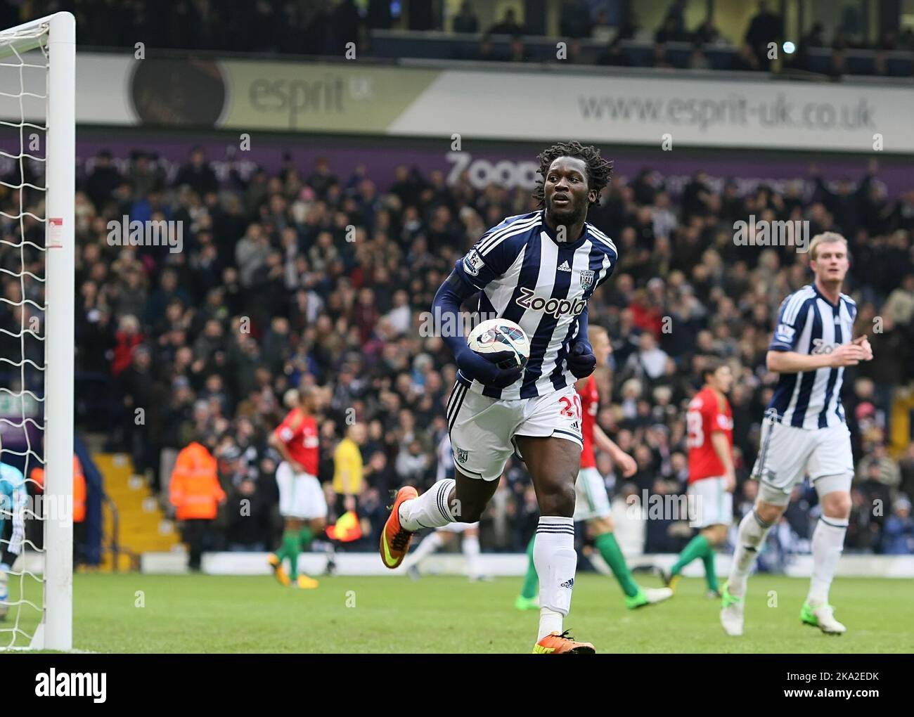 09 March 2013  - Soccer - Barclays Premiership Football - West Bromwich Albion Vs. Swansea City - Romelu Lakuku of West Bromwich Albion celebrates after equalising for WBA (1-1)  - Photo: Paul Roberts/Pathos. Stock Photo