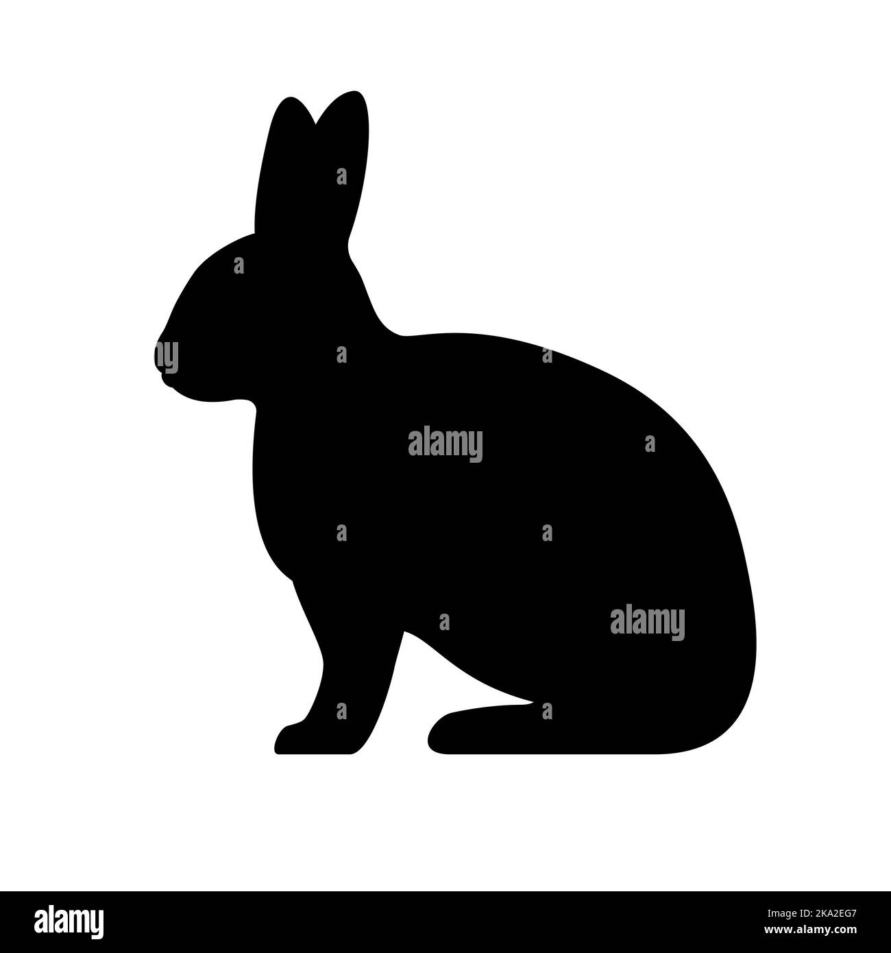 Arctic hare silhouette. Vector illustration black silhouette polar arctic hare isolated on white. Logo icon, side view. Stock Vector