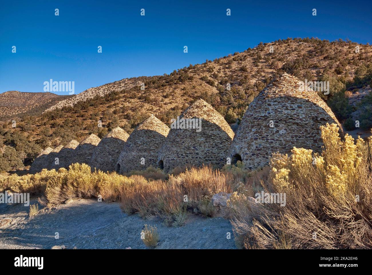 Charcoal Kilns in Mojave Desert at sunrise, Death Valley National Park, California, USA Stock Photo