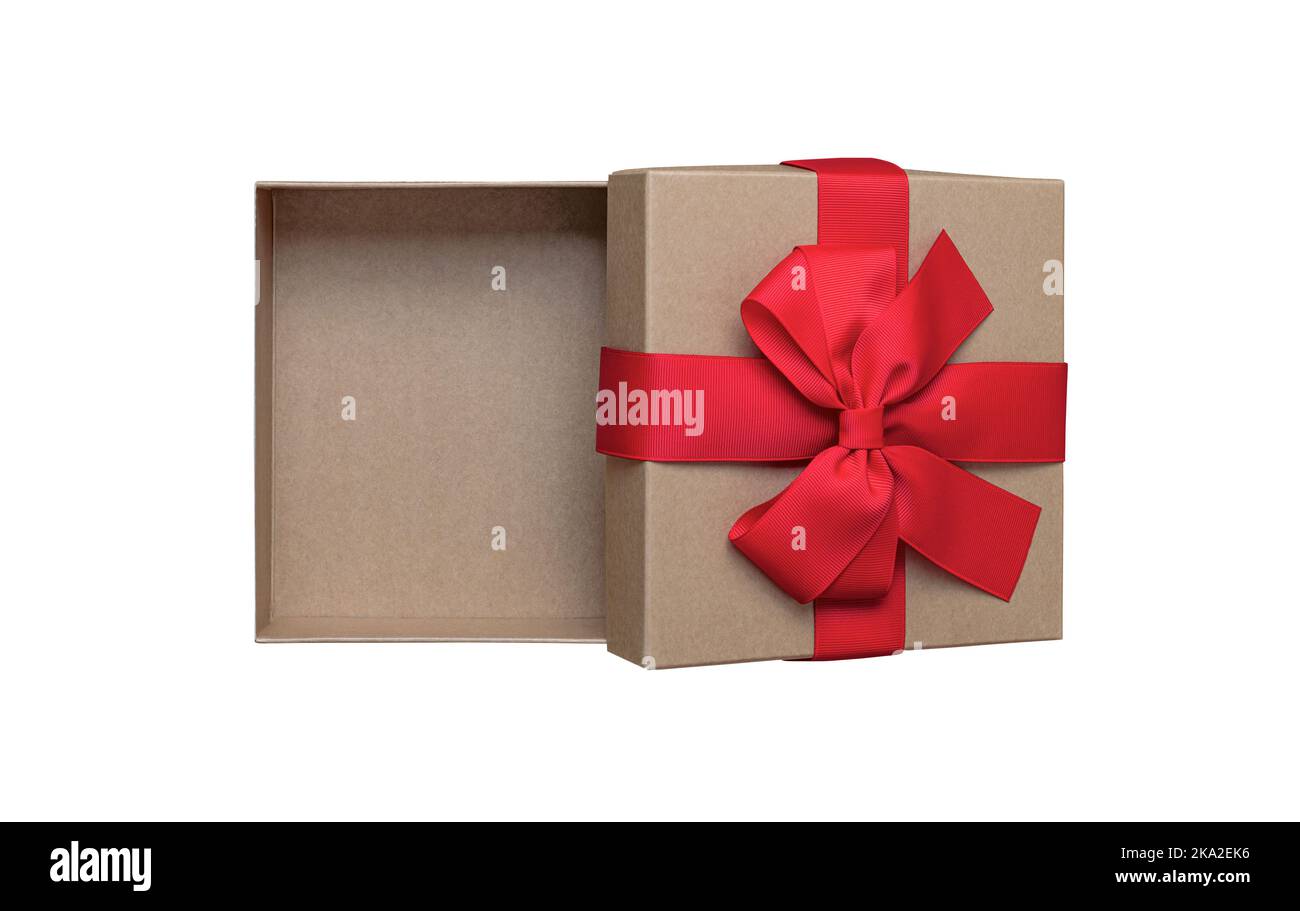 Open gift box on a white background. Stock Photo