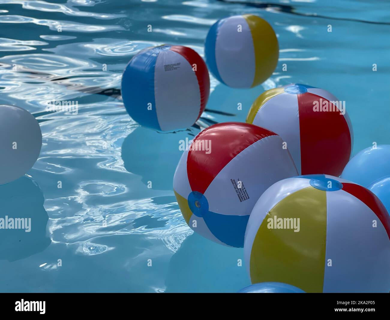 A closeup of beach balls in a swimming pool Stock Photo Alamy